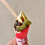 あづみの茶 胡蝶庵 - 和っふるソフト・抹茶わらびもち(¥594)