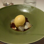 リストランテ カノフィーロ - パッションフルーツのソルベ　黒糖のジェラティーナとドラゴンフルーツ