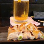 味処ふじの - 料理写真:生ビール　ねぎま　塩