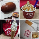 ドムドムハンバーガー 長吉店 - 過去記録です：かりんとう饅頭、ソフトクリームサンデー(キャラメルナッツ)、アップルカスタードパイ、ソフトクリーム✨