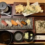 釧路ふく亭 - 夏野菜天麩羅と握り寿司セット