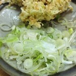清原うどん - 天ぷらと刻み葱とワサビと皿