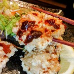 Nagomi Izakaya Bouya - 唐揚げに、味噌をつけて食べて下さいとのこと、確かに、ひと味違いますね、美味しい