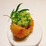 Stanza della SINCERITA - 穴子のフリットに枝豆のディップを載せて