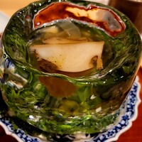 銀座 しのはら - 氷鉢に鮑と葛切り