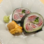 日本料理 五感 - 天草産鰯の砧巻き・生雲丹
