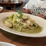 北の住まい設計社 カフェ - ホタテとじゃがいものジェノベーゼソースパスタ（1,760円）