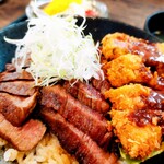 KANOU - 特撰和牛欲張り丼 セット＋ビフカツ