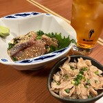 鉄なべ - 胡麻カンパチと酢モツ