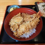 やぶ善 - サービス天丼 + ミニざるそば、1,300円。