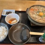 丹波篠山うどん　一真 - 料理写真:猪肉鍋定食（みそ仕立て）
1100円