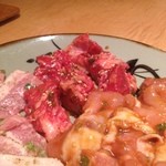 Kokusangyuu Yakiniku Kuidon - 肉盛り合わせ…。