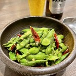 四川 郷土菜 シャンバァロウ - 狛江産枝豆のペペロンチーノ 500円