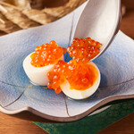 Soft-boiled egg with salmon roe