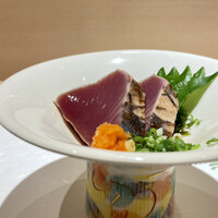 名古屋 栄 栞庵 鮨 やましろ - 戻りカツオ  器が素敵