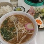 のざわ食堂 - 中華そば３５０円、めし小１３０円、ハムエッグ３００円　計７８０円