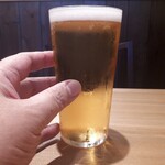 天ぷらとそばと酒 ツクシ - 乾杯セット１０００円の生ビール