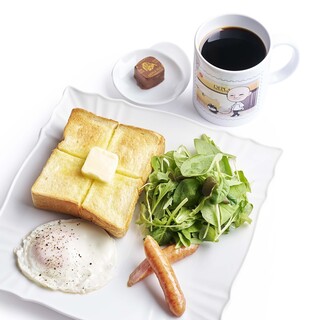 [Morning only] Thick-sliced toast & sausage egg set