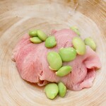 蕎麦割烹  倉田 - 四万十ビール牛、枝豆、芋茎