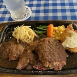 たかひら - ハンバーグ&カットステーキ1360円　帆立フライのせ290円