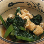 家庭料理 三福 - オープンの翌週に「ほうれん草の胡麻和え」を注文したら登場した、「小松菜煮浸し」