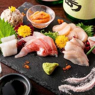 Fresh seasonal fish sashimi served in a private room