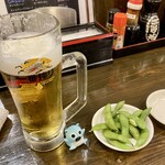 Kicchou - キリン一番絞りの生ビール　お通しは枝豆
