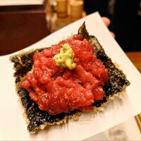 天婦羅 みやしろ - 海苔の天ぷら　鮪のせ