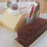北菓楼 - ケーキセット(ガトーショコラ、シフォン、バニラアイス)