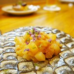 池下料理店 オオツボ - ケンサキイカの自家製塩ウニのタルタル