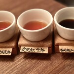 Binshan Ri - 紹興酒飲み比べ3品1300円　沢山の種類から、お好きなタイプをチョイス。