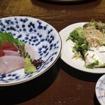 Taketombo - お刺身、サラダ。