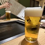 月島もんじゃ こぼれや - ビール