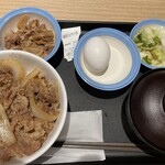 松屋 - 牛丼並+ミニ牛皿+おしんこ+卵