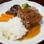 キッチン ブルー グローブ - ご飯を乗せて