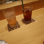 鮨 熊 - ジンジャーエール、相方の飲むウーロン茶二杯目