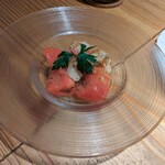 月と太陽ブルーイング - ホタテとトマトの冷菜