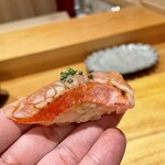 天ぷら たけうち - 銚子 金目鯛 昆布締め にぎり