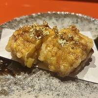 一石三鳥 別邸 - 揚物(煮穴子と玉蜀黍の印籠揚げ)