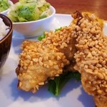 くるう食堂 - サワラのピーナツ揚げおかず大盛り（１３年９月ランチ）