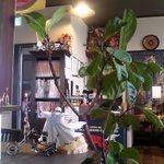 麺屋 麒麟 - カウンター席から入り口方面を見る。