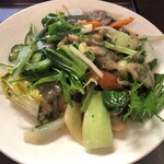 中華工房おかげさま - 鶏と豚肉の山椒の若芽炒め