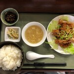 中華工房おかげさま - とりから甘酢かけ定食