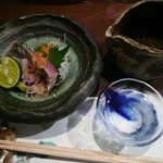 萌えぎ - お造り（ヨコワトロ炙り、カンパチ）