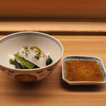 かんだ - お造り　鯛　花山椒　わかめ