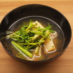 かんだ - 金華豚、白子たけのこ、花山椒の炊き合わせ