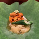 香嵐 - 胡麻豆腐に夏野菜と雲丹
