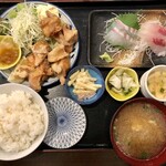 魚亥子 - 地鶏の竜田揚げ＋刺身