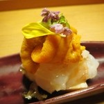 しのはら - 9月先付け　虎河豚、鮑、車海老、海胆を酢橘割り醤油で