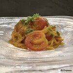 カーサ・デル・チーボ - バフン海胆とプチぶよトマトの冷製タリオリーニ
